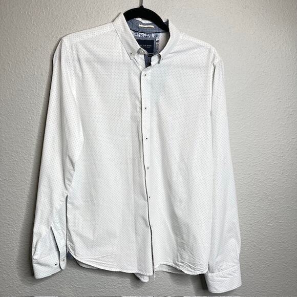 White Dot Flip Cuff LS Light Academia Button Down Shirt Size Medium - Picture 1 of 12